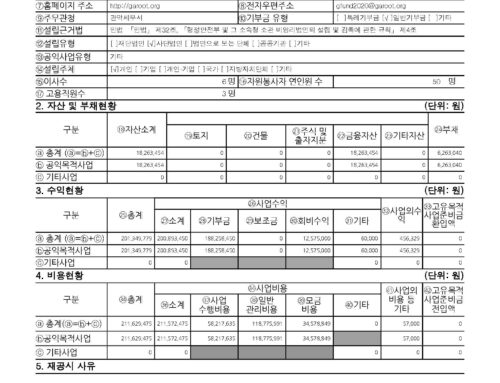 2024 관악뿌리재단 결산공시 및 연간기부금모금액 및 활용실적 명세서